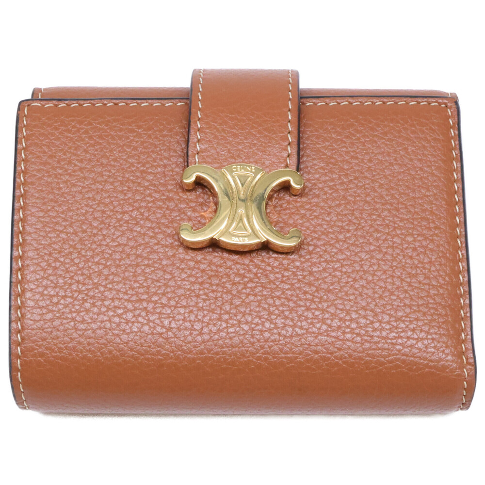 CELINE 10M963 Fine Strap Wallet Nino Supple Grained Calfskin Tri-fold (with c...